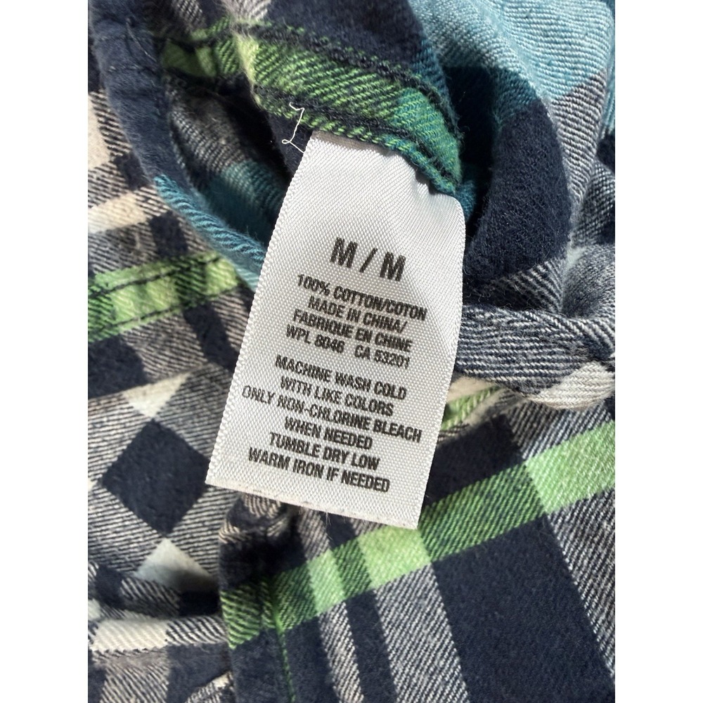 Aéropostale Men's M Regular Blue/Green/White Plaid Flannel Button-Up Pockets - Picture 3 of 6